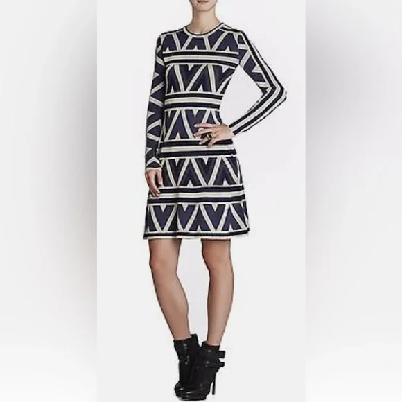 bcbgmaxazria a-line dresses Amazon.com: BCBGMAXAZRIA Women's Straight Neck A Line Striped Lace Midi Dress, White Camo, 0 : Clothing, Shoes & Jewelry